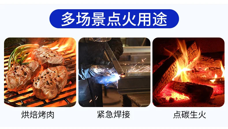 Triple Burner High Power Spray Gun Lighter Windproof Flame Refillable Butane Gas Moxibustion Cigar Outdoor BBQ Kitchen Igniter