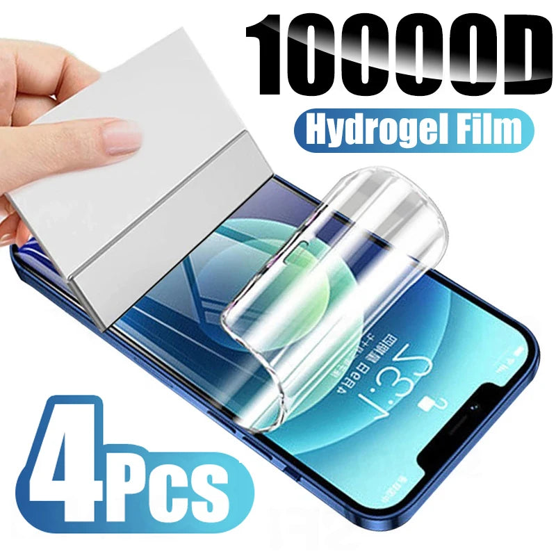 4PCS Full Cover Hydrogel Film For iPhone 14 Pro Max 14 Plus 10000D Screen Protector For iPhone 13 12 11 Pro Max 13 Mini Film