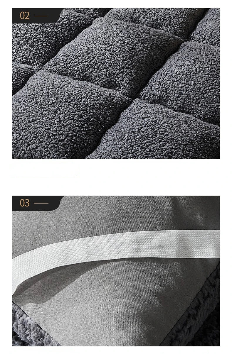 Dark Grey Double Mattress Thickened Lamb Warm Winter Mattress 200 * 220cm
