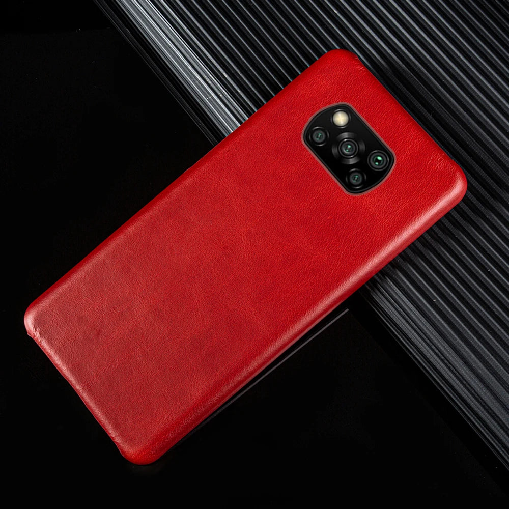 Genuine Leather Phone Case For Xiaomi Poco Series Cover Hand Made Oil Wax Pattern X3 X4 M3 M4 M5 F1 F2 F3 F3GT F4 F4GT C40 C50
