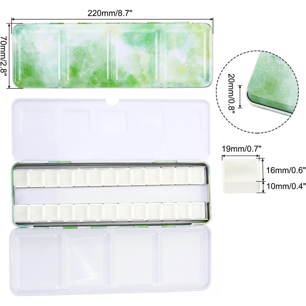 Empty Watercolor Palette, Metal Watercolor Tin with 26pcs Half Pans Paint Case with Lid Paint Box for Travel Gouache Oil Paintin