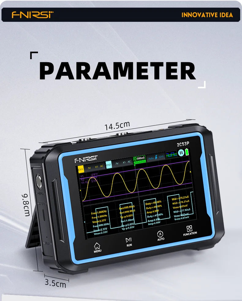 FNIRSI 2C53P Touch Screen Digital Oscilloscope+Multimeter+Signal Generator 3IN1 Dual Channel 50MHZ Automatic Osciloscópio Tools