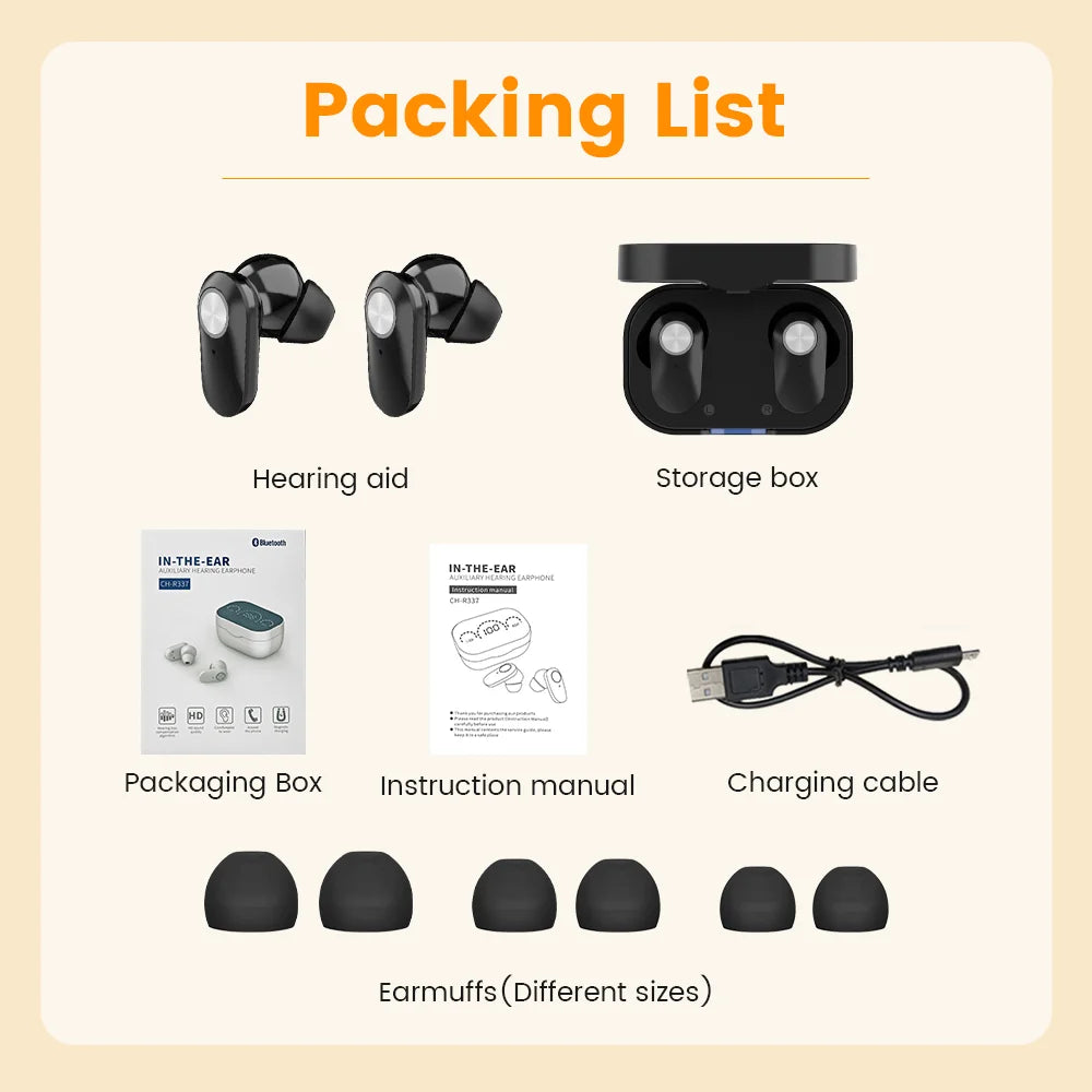 Elderly Hearing Aid Rechargeable ITE Deaf The Listening Device Mini Wireless Sound Amplifier Invisible Hearing Aids Headphones