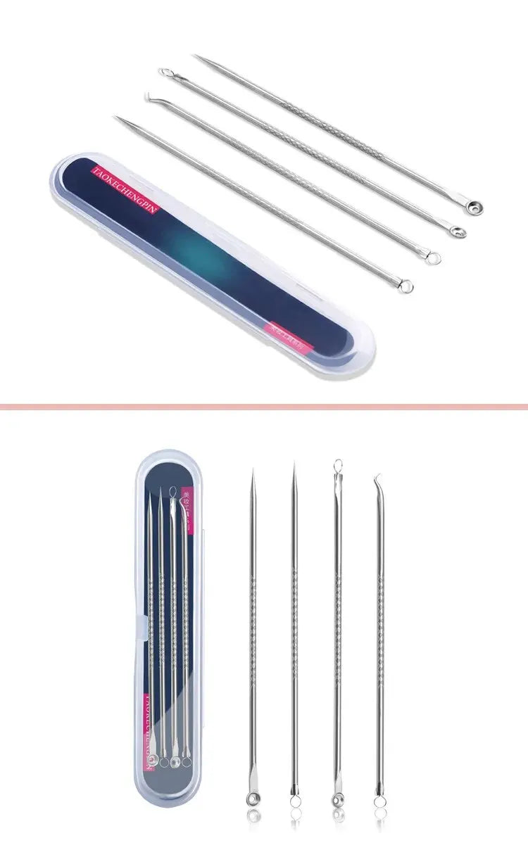 Stainless Steel Beauty Needle Acne Needle Dual-purpose Acne Remover Acne Removing Acne Beauty Tools Pimple Pin 4 PCs Set