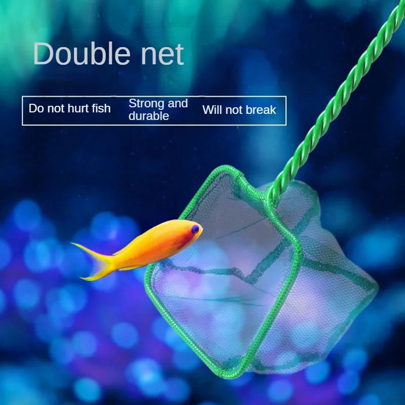 Fish Net Portable Long Fish Tank Fishing Nets Handle Round Aquariums Net Square Fish Tank Cleaning Tools Aquarium Accessories