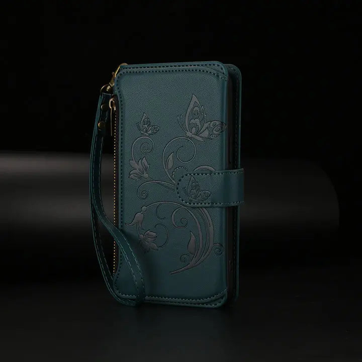 For Tecno Camon 50 Pro 2026 Edmboss Floral Zipper Leather Wallet Case for Tecno Camon 40 Premier Case Camon 50 40 Pro Funda