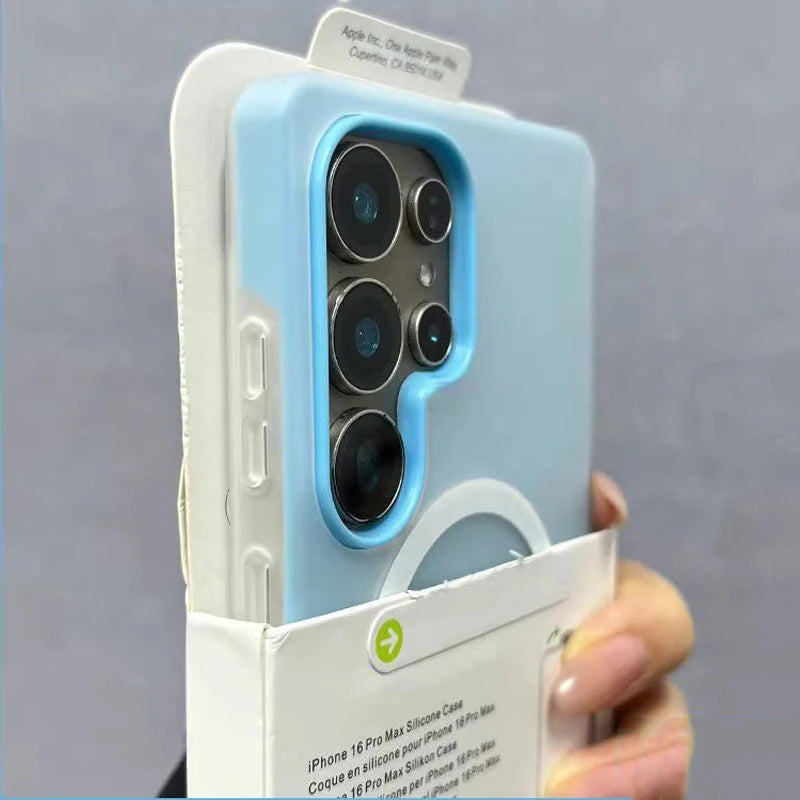 Luxury Candy Color 2 IN 1 for Magsafe Case for Samsung Galaxy S25 S24 FE S23 Plus S22 Ultra Magnetic Wireless Charge Matte Cover