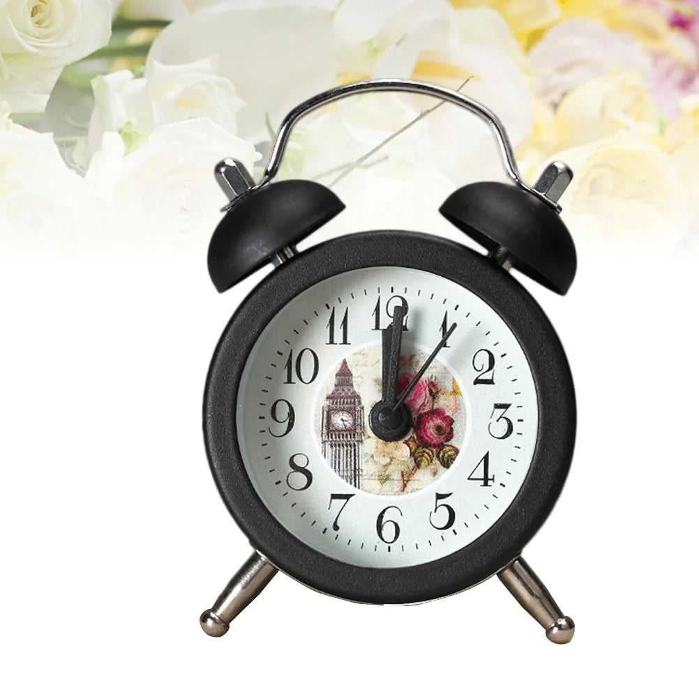 Creative Metal Material Small Alarm Clock Garden Small Fresh Desktop Mini Alarm Clock Kids Alarm Clock(Red)