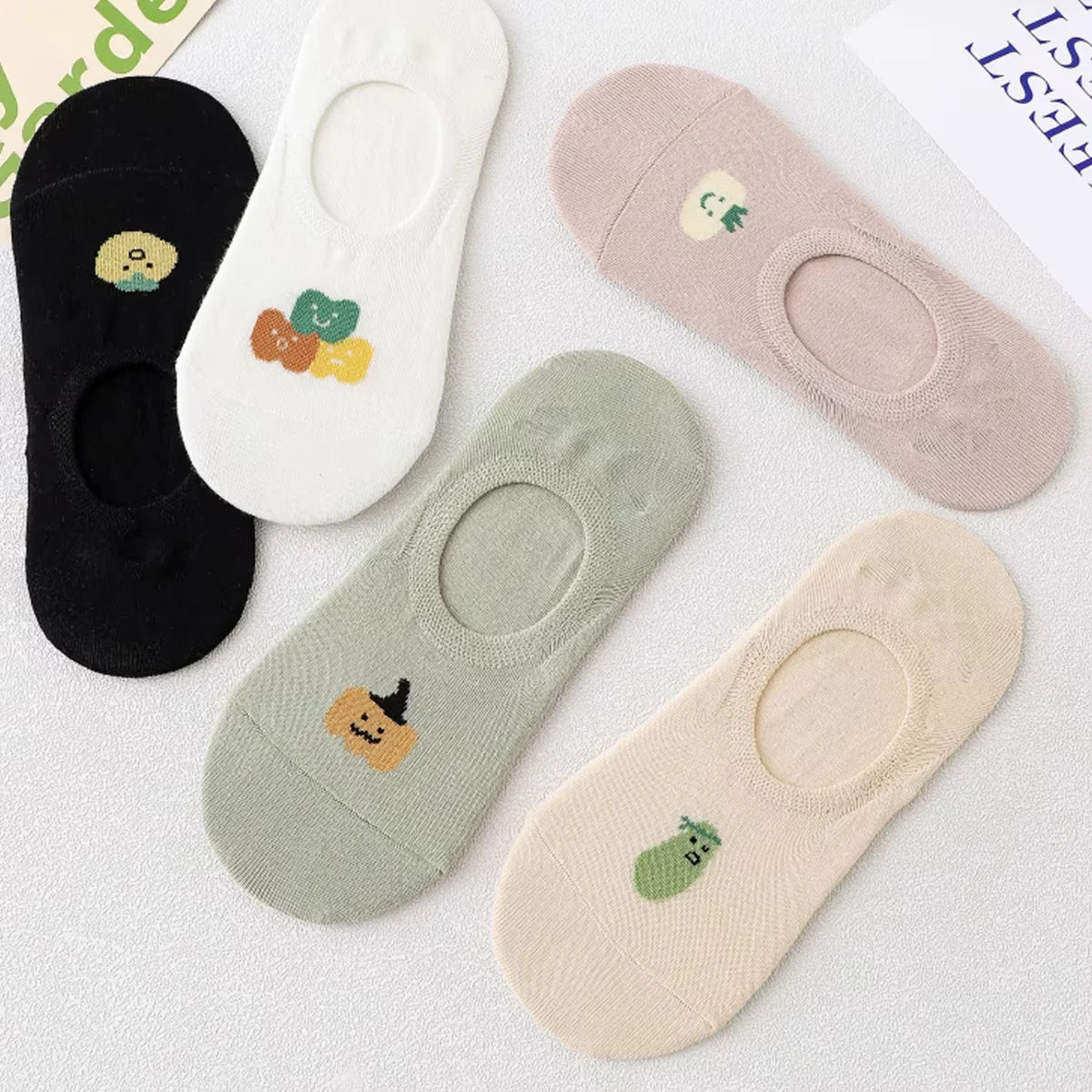 5 Pairs Cute Expression Print Socks, Comfy & Funny All-match Mid Tube Socks, Women's Stockings & Hosiery