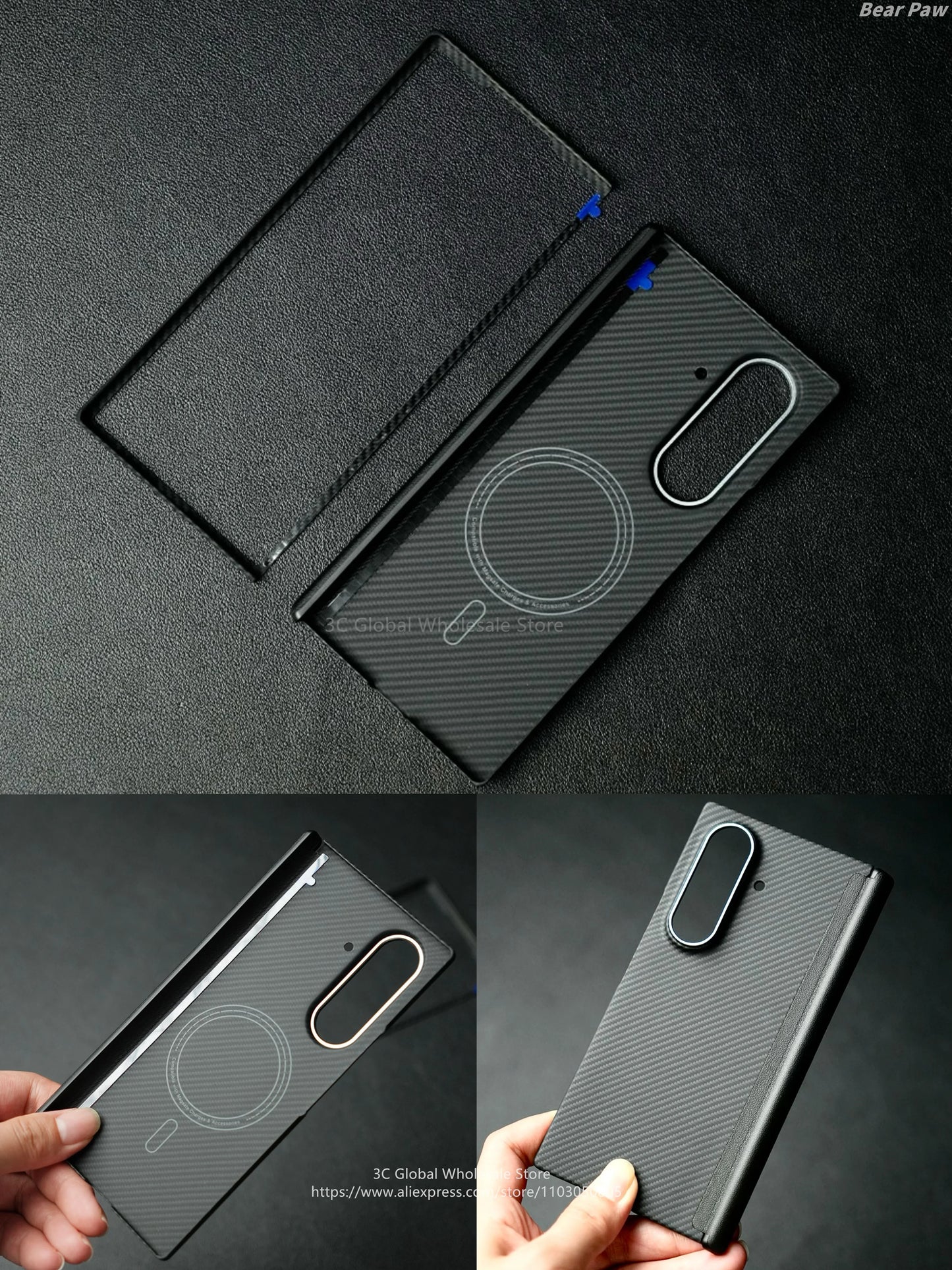 Magnetic MagSafe Case for Samsung Galaxy Z Fold 7 W26 Aramid Carbon Fiber Cover Ultra-Thin Lightweight Armor W26Protective Cover