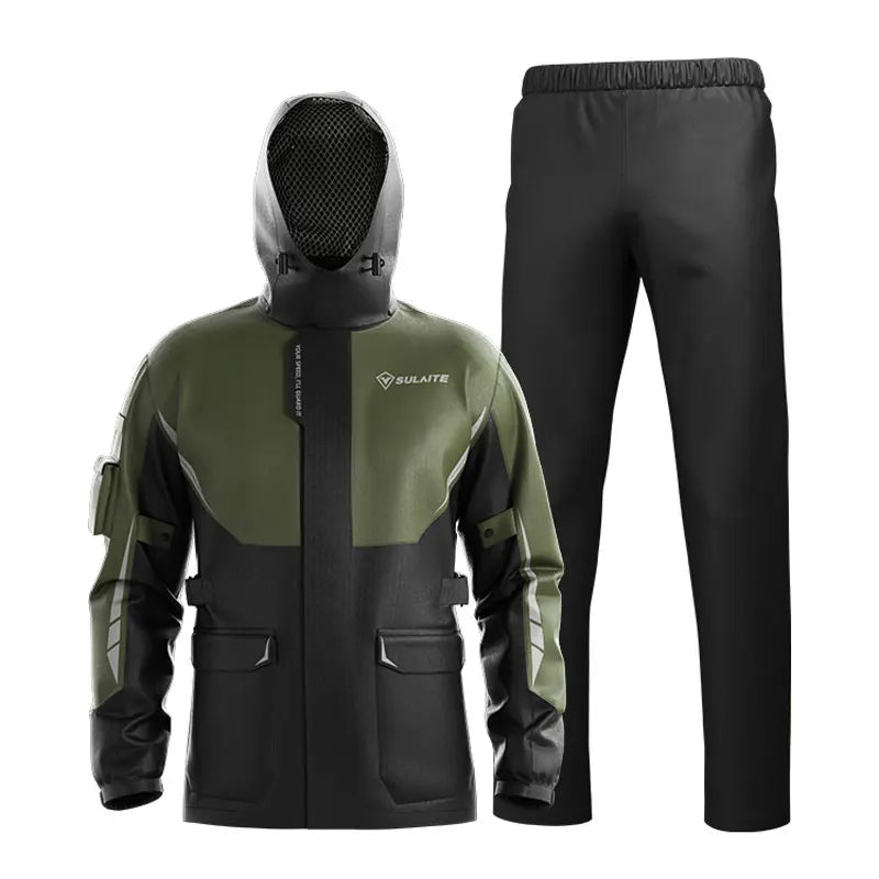 Men Women Waterproof Motorcycle Rider Raincoat Suit Set Reflective Light Raincoat For Riding Jacket Pants Set