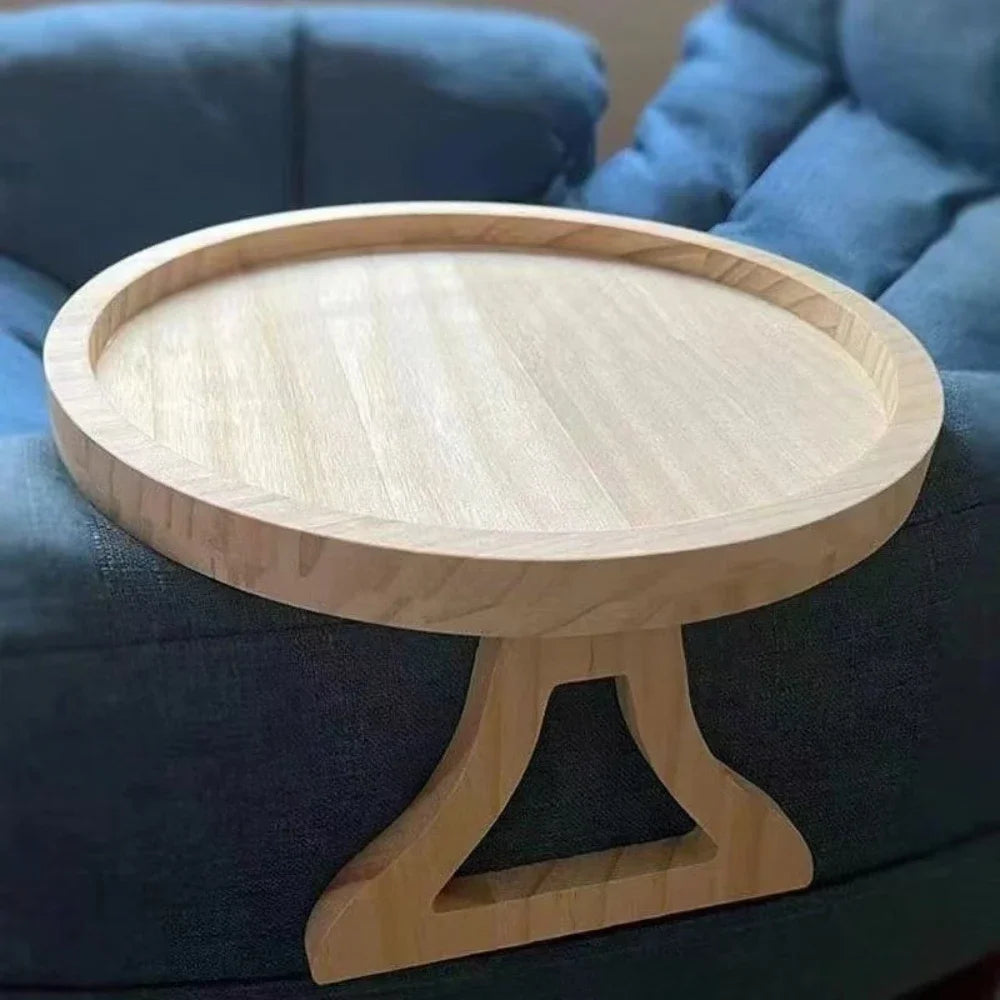 Foldable Sofa Armrest Tray - Wooden Clip-On Couch Table for Drinks, Phone, Laptop, Breakfast in Bed, Living Room Organizer