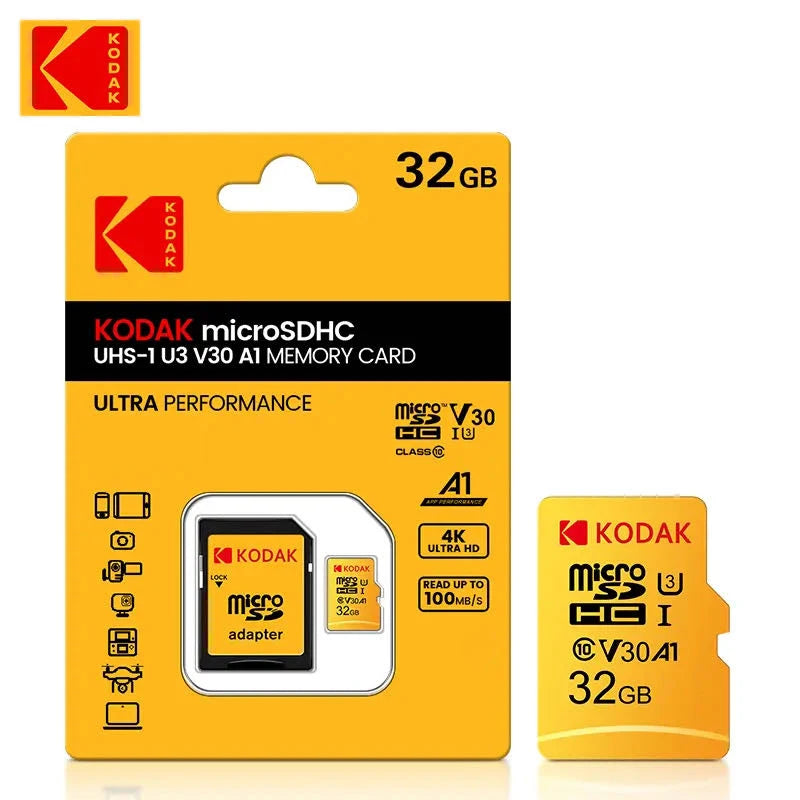 Kodak Micro SD Card 64GB 32GB Memory Card 512GB 256GB 128GB MicroSDXC Class10 SD Memory Card 100MB/s Original TF Flash Card U3