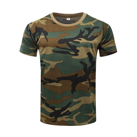 Camouflage 3D T-shirt men's outdoor fashion casual round neck short sleeved summer street outdoor sports T-shirt lightweight bre