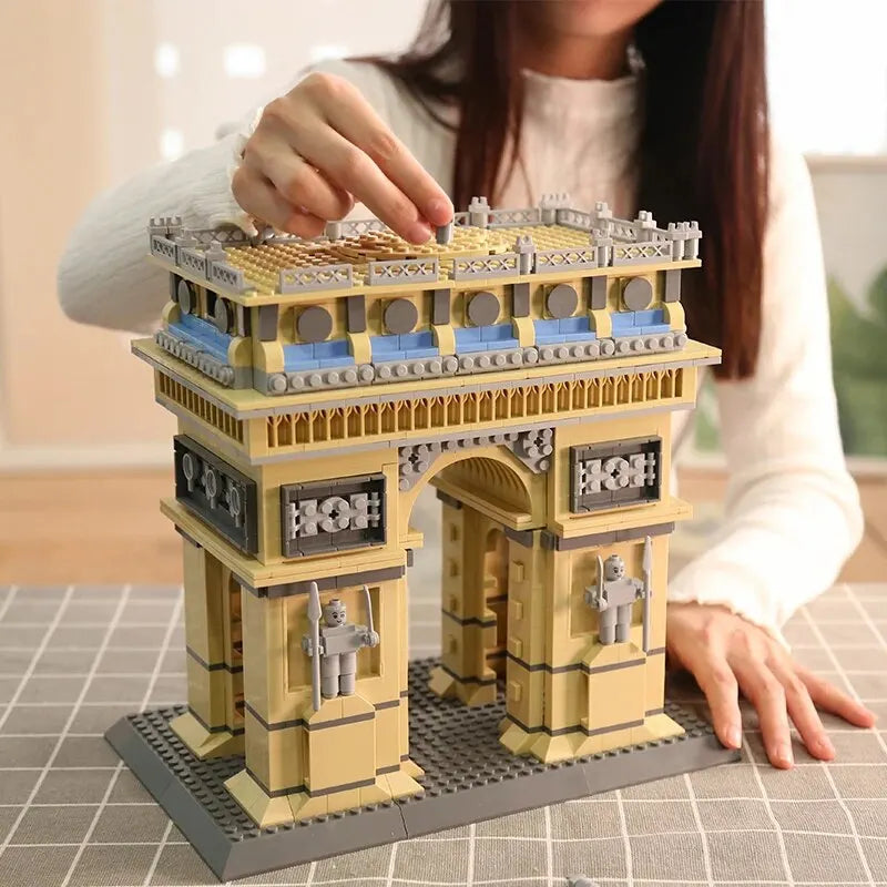 1401pcs World Famous Architeture Model Building France Arc De Triomphe Block and Miniture Action Figurines Toy for Kid Gift