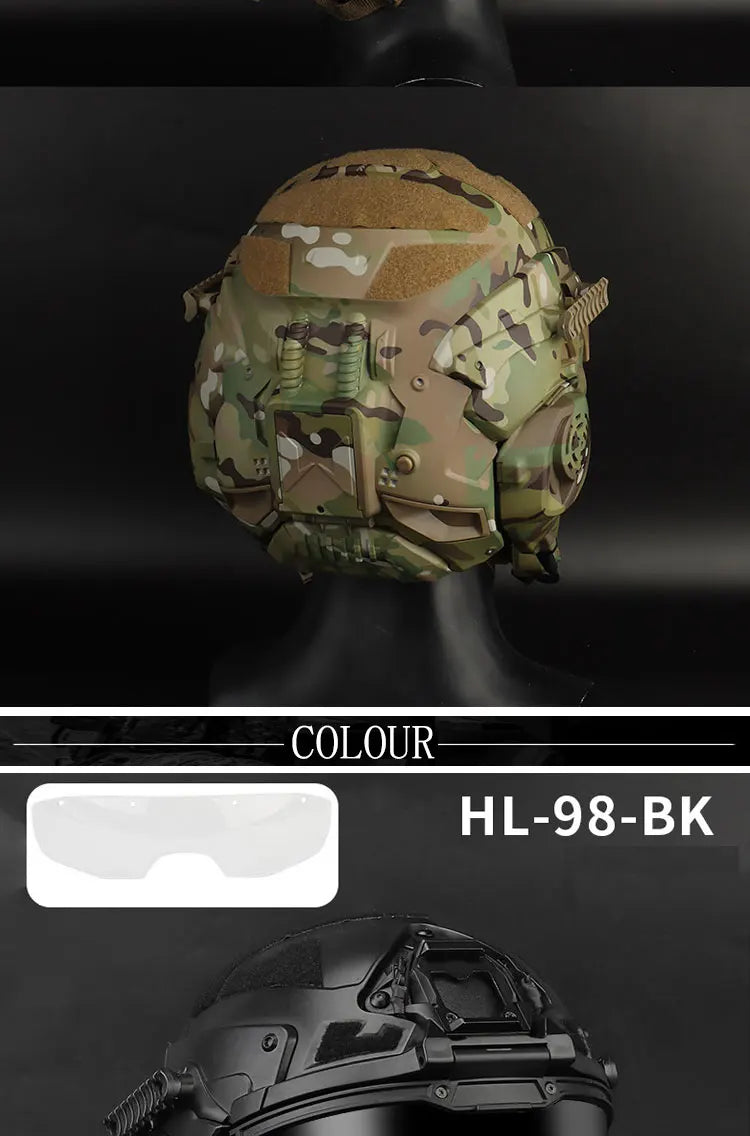 Tactical Assault Helmet with Fans and Headphone For Hunting Motorcycle Cosplay Protective Gear Full Covered Mask Fast Helmet