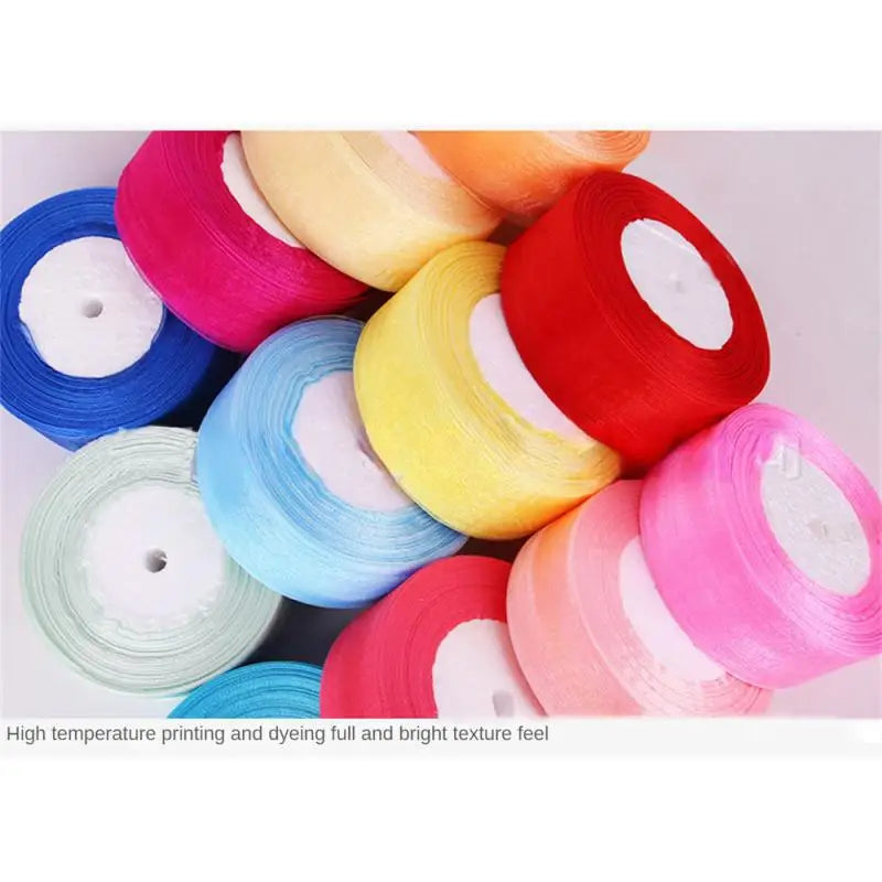 4cm Sheer Chiffon Organza Ribbon Webbing Crafts Christmas Halloween Wedding Decoration Gifts Wrapping Bow Fabric