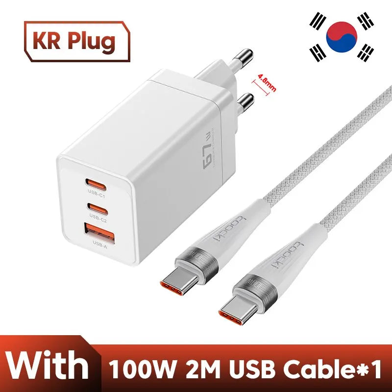 Toocki 67W GaN USB C Charger 65W Quick Charge QC 4.0 PD 3.0 45W Type C Fast USB Charger For iPhone 16 15 14  Pro Samsung MacBook