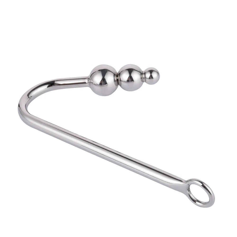 Stainless Steel Anal Hook with Anal Beads Hole Anal Hook Metal Butt Plug Anal Sex Toys Adult Product No Vibrator for men gay