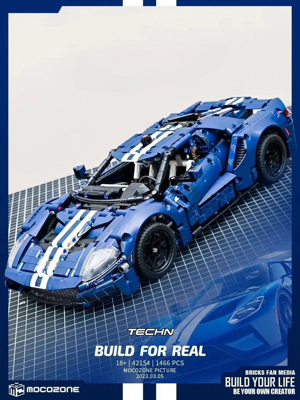 Technical MOC 42154 GT Sports Car Building Blocks 1:12 Scale Racing Vehicle Assembly Model Bricks Toys for Kids Adults Gifts