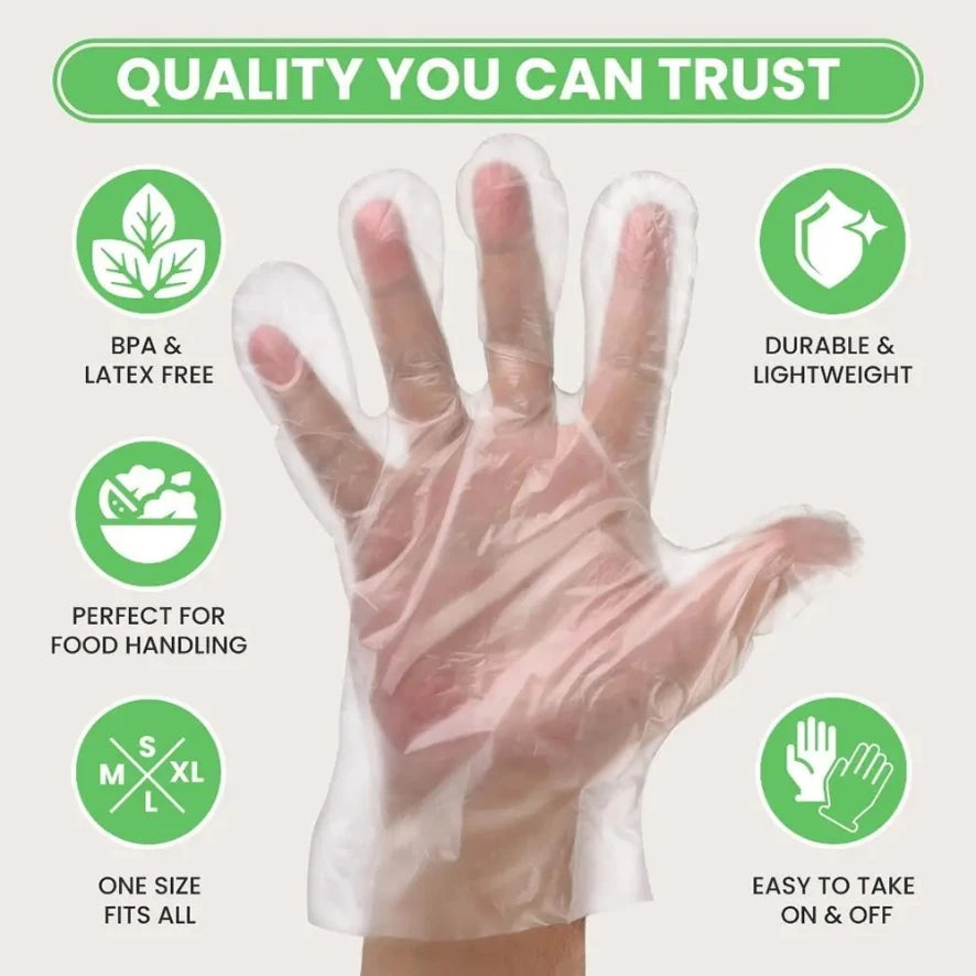 Food Grade Disposable Gloves Portable Non-Slip Acid Work Safety Cleaning Gloves Transparent TPE Latex Free Gloves Wholesale
