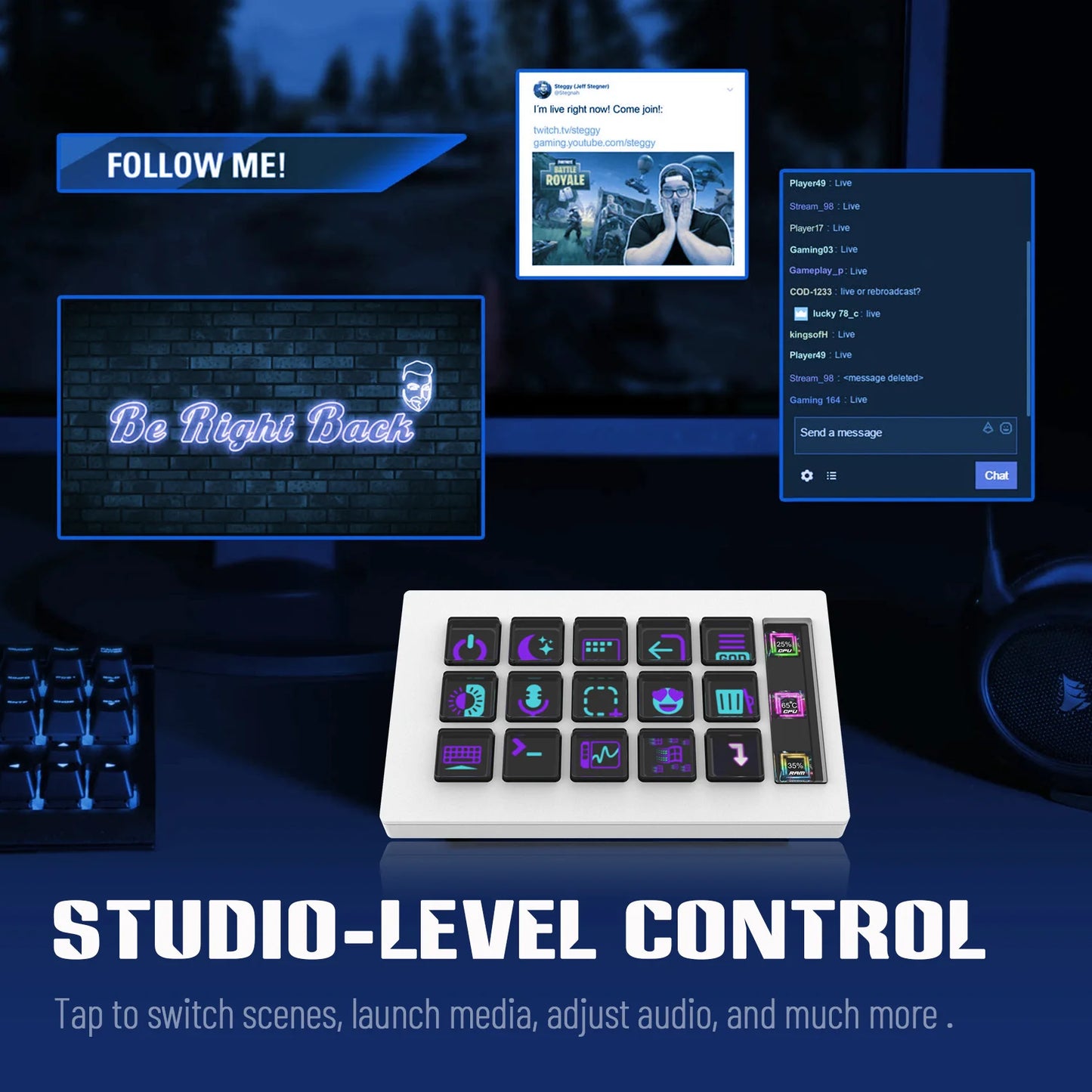 StreamDeck Mini Visual Keyboard Live Content Creation Controller Custom Button LCD Button 15Keys For Windows/MacOS Kryboard Gift