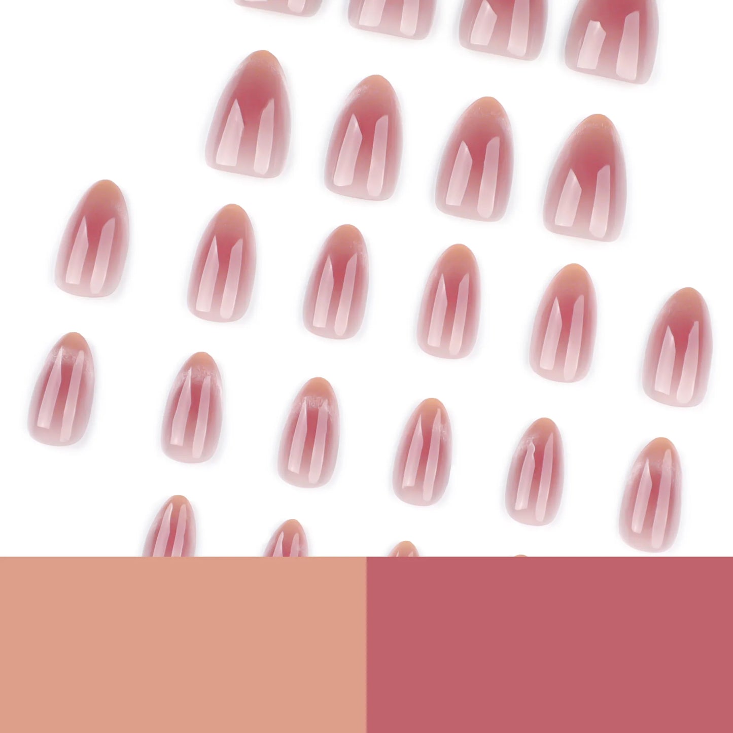 24Pcs Handmade Press on Nails French Cat-Eye with Flash Blush Full Coverage Nail Tips for Women&Girl Removable Wearable Nail