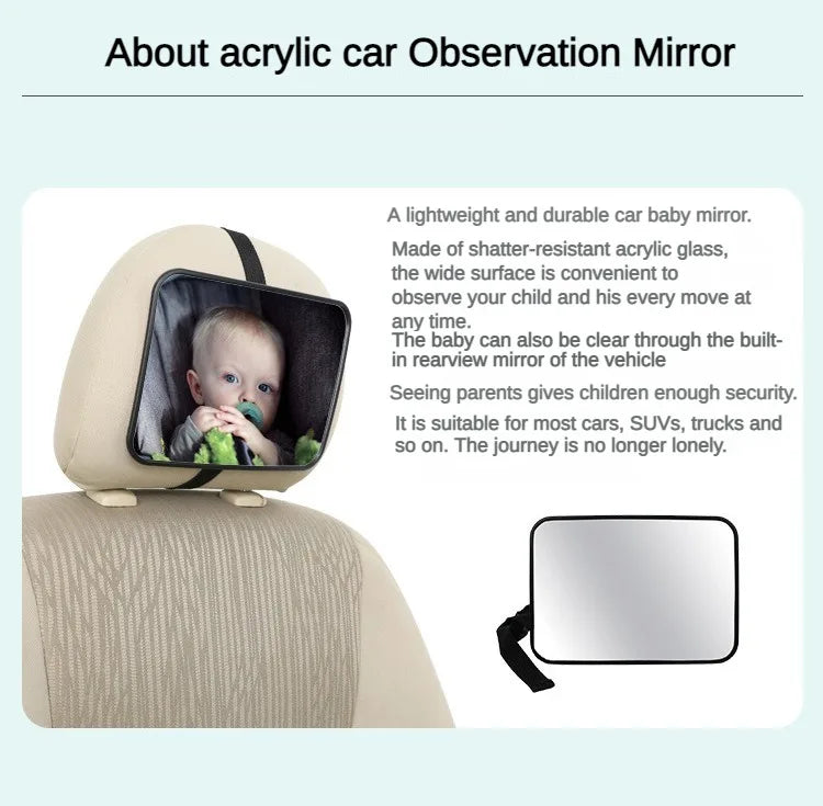 Car Safety Car Baby Mirror Safety Rearview Mirror Rear Seat Mirror Child Seat Headrest Mounting Mirror Safety Monitor Square