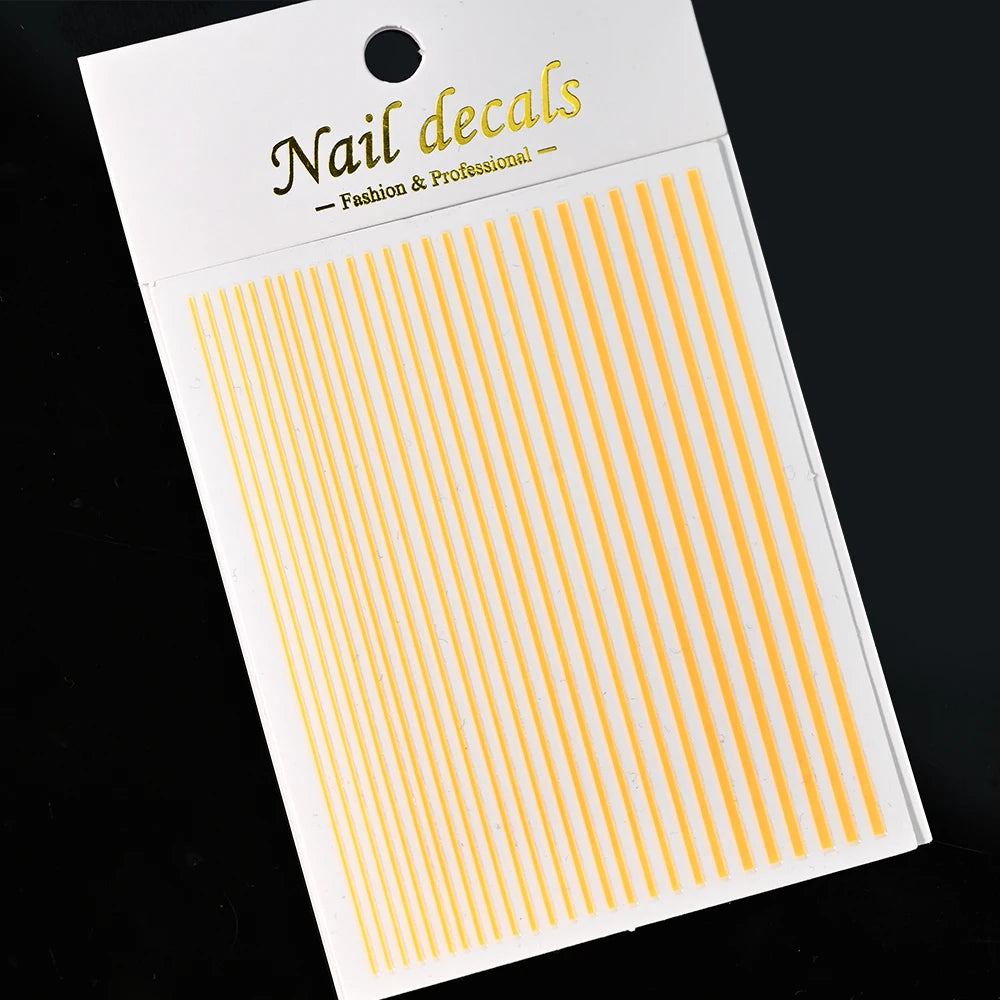 1Sheet Laser Gold/Silver Line 3D Nail Art Stickers Colorful/Black/White Stripe Self-Adhesive Slider DIY Lines Manicure Decals *&