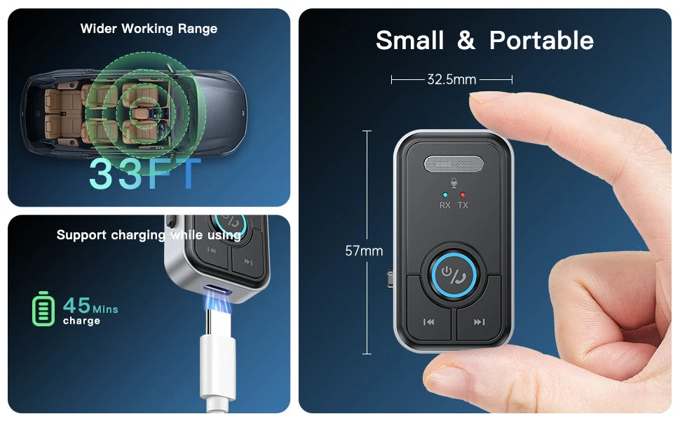 Bluetooth 5.3 Car AUX Audio Adapter Receiver Transmitter AUX  Wireless Audio Adapter 3.5mm Jack for Car Earphones TV Speakers