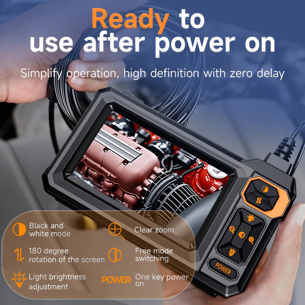 Industrial Endoscope Camera 4.3inch IPS Screen Sewer Pipe Inspection Camera for Car Repair IP67 Waterproof Probe Borescope