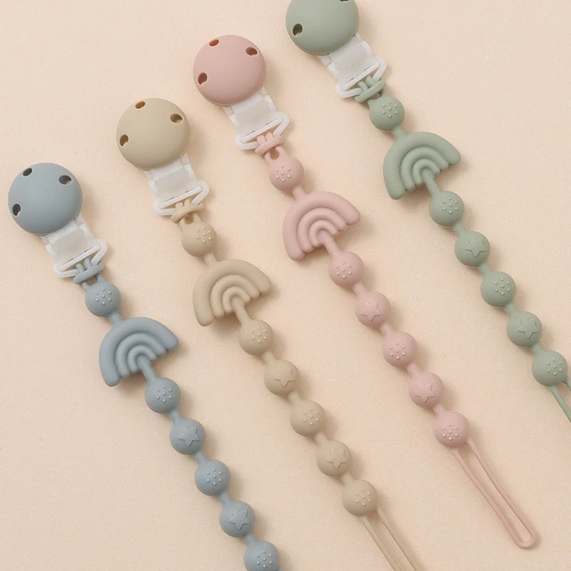 Baby Silicone Pacifier Chain Clip Dummy Nipples Holder Clips BPA Free Babies Teething Chain Toy Gifts For Cute Baby Accessories