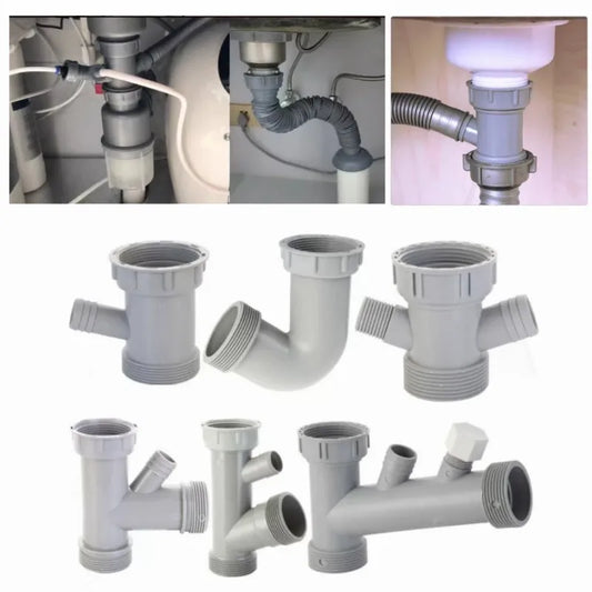 Sink Drain Pipe Adapter Y Shaped Basin Sewer Branch Connector Overflow Tube Thread Hose Joint for Kitchen Bathroom Accessories