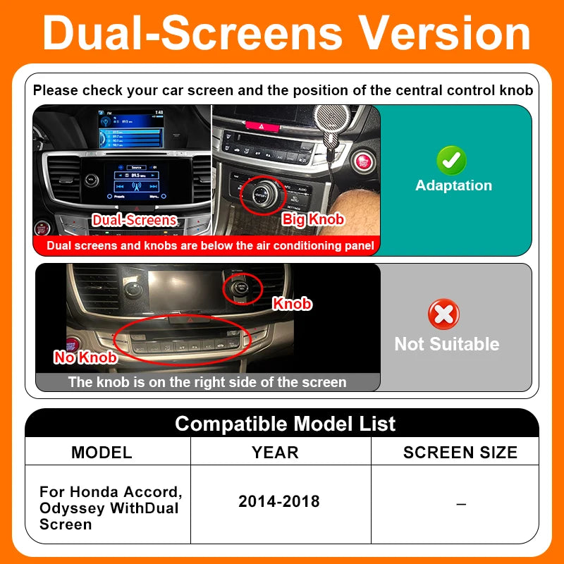 Wireless CarPlay Android Auto for Honda Accord /Odyssey Mirror Aftermarket CarPlay Upgrade Retrofit Multimedia Navigation