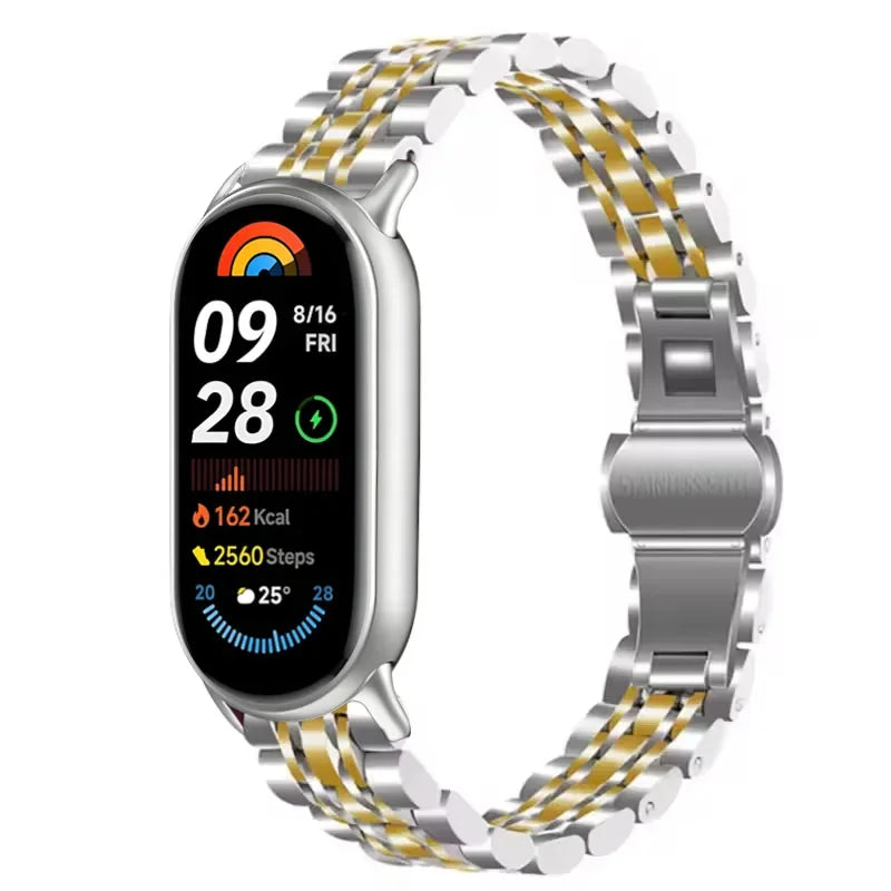 Metal Strap for Xiaomi Mi Band 10 9 8 Smartwatch Stainless Steel Comfortable Band for Miband 10 9 8 Replacement Bracelet Correa