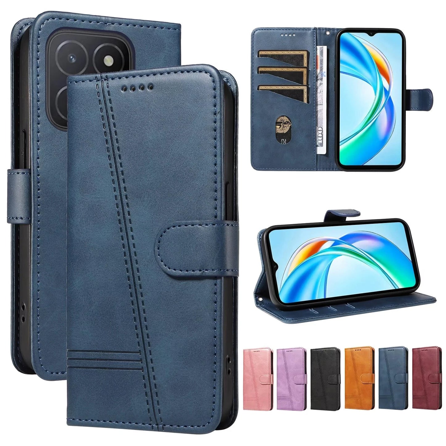 Wallet Magnetic Flip Leather Case For Huawei Mate 60 Pro Plus 20 10 Lite P70  P30 P20 P10 P9 P8 Nova Y90 Y70 3 12 SE 4G P Smart