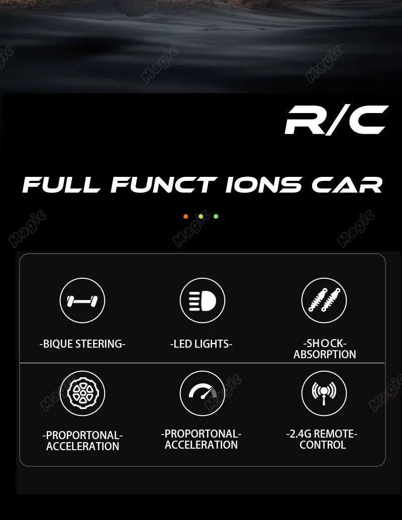 DK087 1:16 2WD Brushless High-Speed Off-Road Remote Control Drift Racing Car 20KM/H with LED Lighting 2x2 RC Truck Car Model Toy