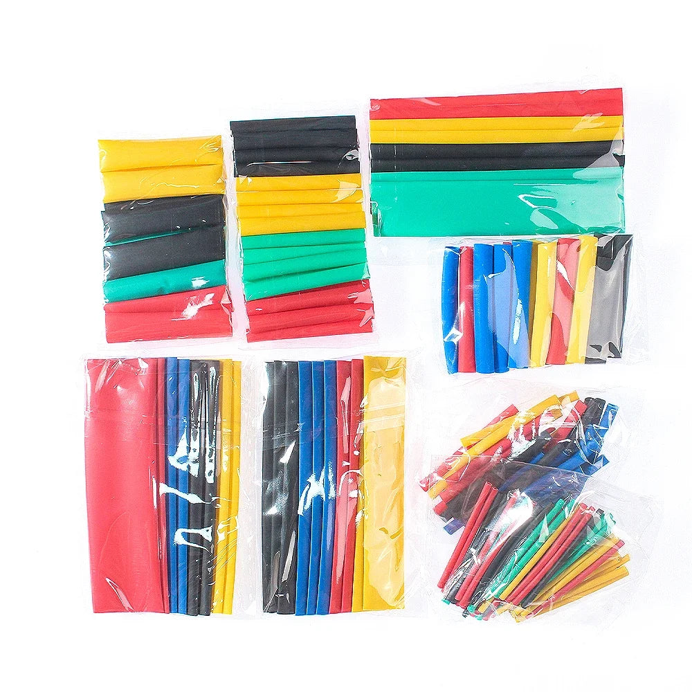 164PCS 2: 1 Cable Shrink Tube Kit Heat Assorted Pack Thermoretractile Insulation Sleeving Cable Wire Shrink Wrapping for DIY