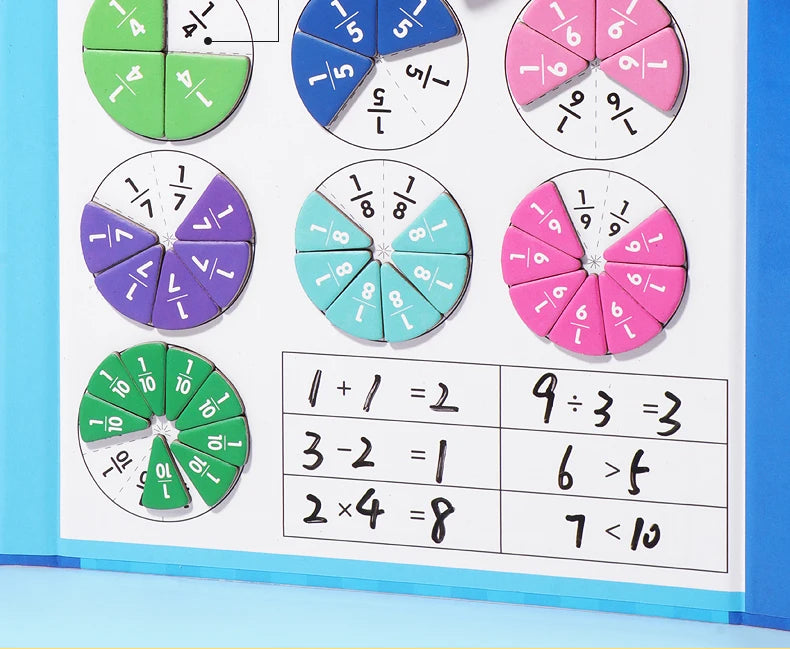 Children Magnetic Fraction Learning Math Toys Wooden Fraction Book Set Parish Teaching Aids Arithmetic Learning Educational Toys