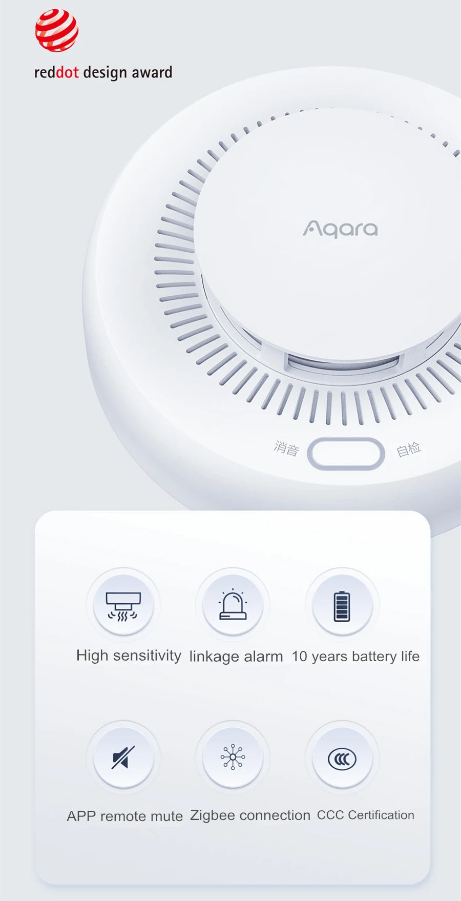 Aqara Smart Smoke Detector Sensor Zigbee 3.0 Fire Alarm Monitor Sound Alert Home Security APP Work With Xiaomi Mi home Homekit