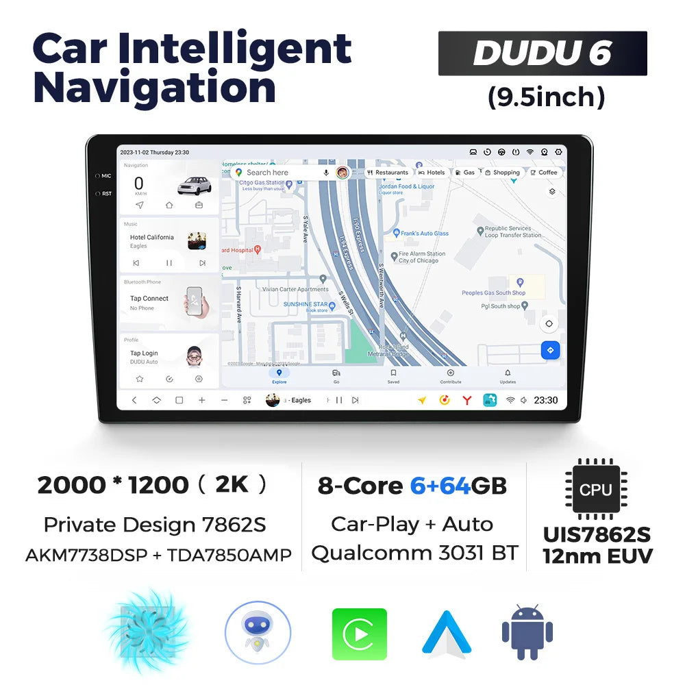 DUDUAUTO 9.5/10.36inch DUDU7 Android 13 Universal Carplay Multimedia Car Radio WIFI DSP TDA7708 12+512G Android-Auto Carplay
