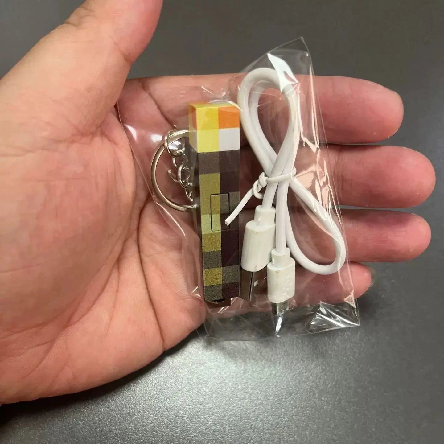 Minecraft Gaming Theme Surrounding Torch LED Light USB Rechargeable Mini Torch Keychain Backpack Pendant Children Gifts