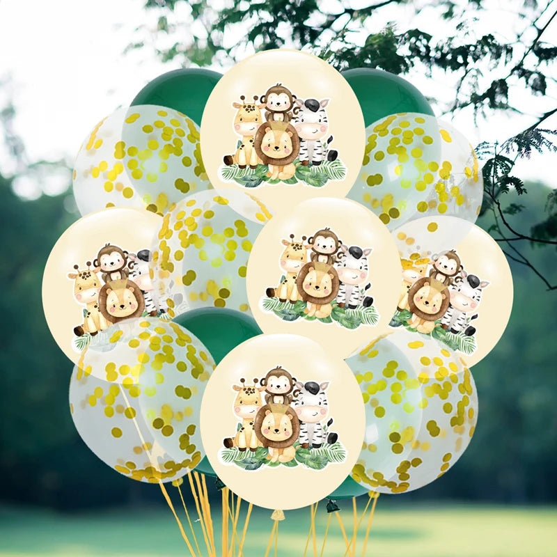 Jungle Animals Balloon Bundle Safari Birthday Balloon Party Decoration Wild One Birthday Latex Balloon Jungle Themed Baby Shower