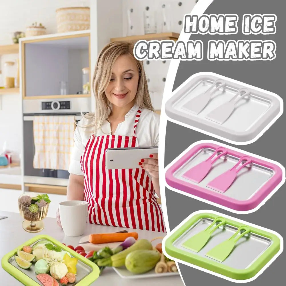 Multifunctional Rolled Ice Cream Maker - Cold Sweet Fried Ice Pan Tool DIY Household Frozen Yogurt Maker - For Homemade Dessert