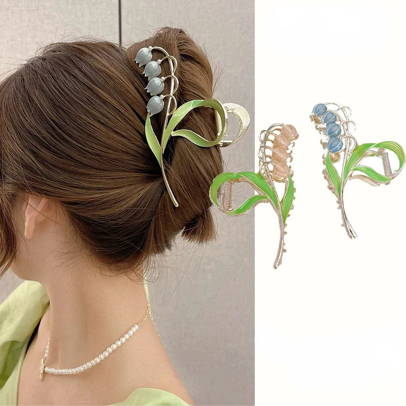 New Women Metal Hair Claw Elegant Gold Flowers Hair Clips Barrette Crab Headband Ponytail Clip Headwear Fashion Hair Accessories