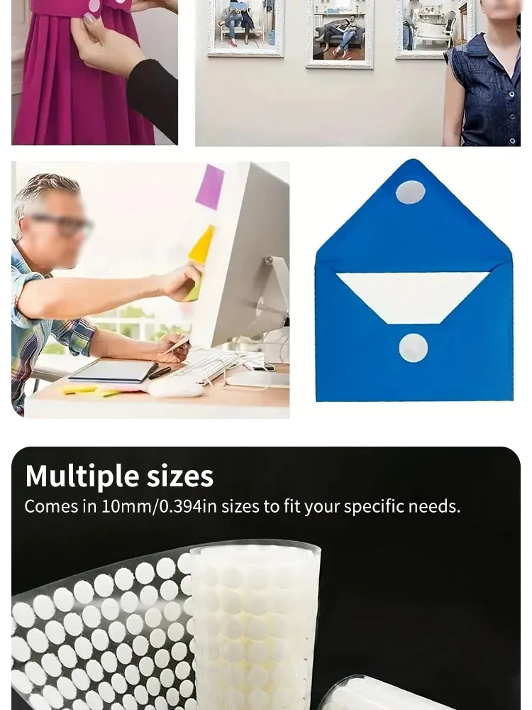 10mm 500 Pairs of round Velcro Transparent Ultra-thin Strong Self-adhesive Kindergarten Wall Stickers