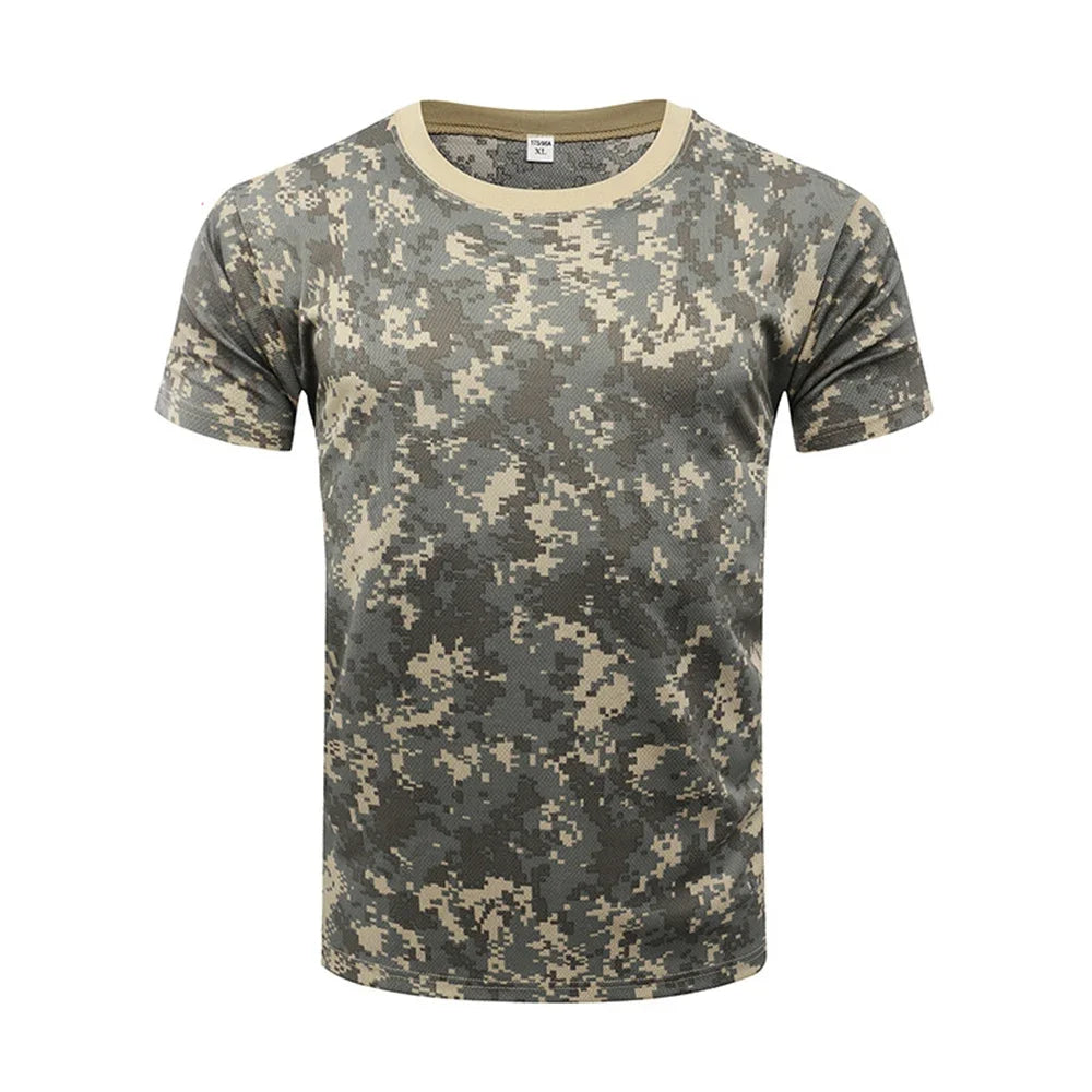 Camouflage 3D T-shirt men's outdoor fashion casual round neck short sleeved summer street outdoor sports T-shirt lightweight bre