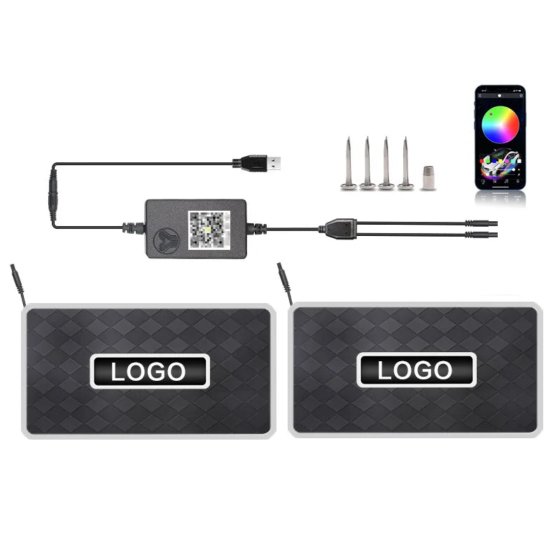 2/4 in 1 Car Floor Mat Ambient Light Customizable Logo RGB Colors App Wireless Control Acrylic Vehicle Supplies Car Accessories