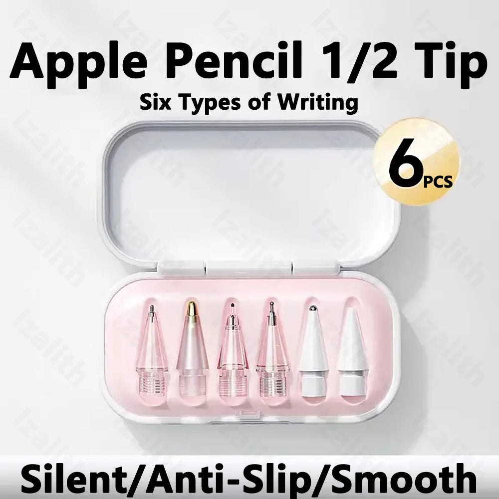 Replacement Pencil Tips for Apple Pencil 1st 2nd 3th(USB-C) 4/6 Pcs 2B Thin Soft Nibs for iPad Pro Pencil 1/2/3 Stylus Fine Nib