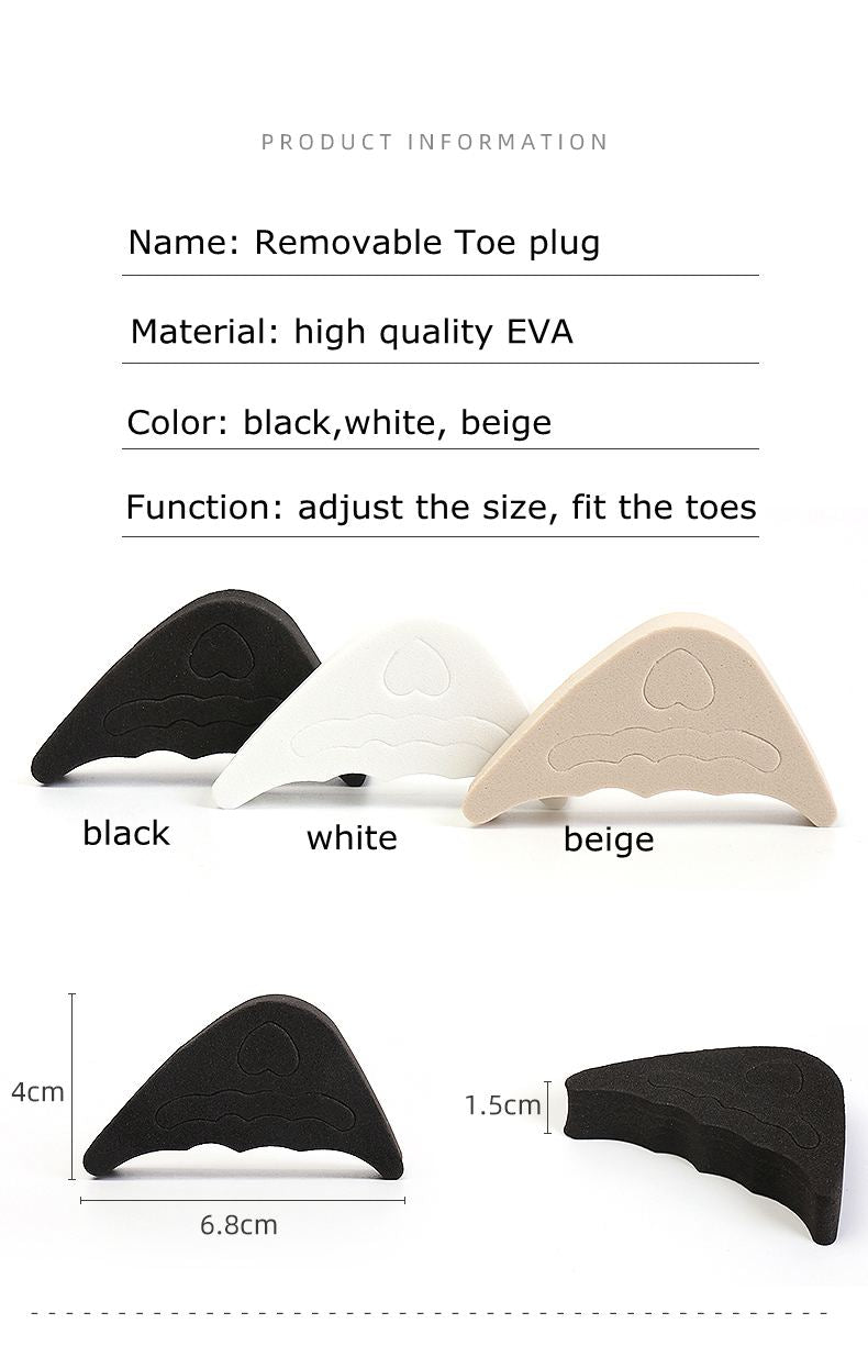 Toe Plug Soft Half Insoles Reusable Toe Sponge Filler Inserts for Shoes Adjustable Too Big Foot Brace Pads Unisex Shoe Inserts